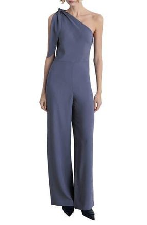 Mango Asymmetric Satin Jumpsuit in Charcoal at Nordstrom Rack, Size Medium