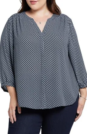 NYDJ Semisheer Pintuck Blouse in Diamond Peak at Nordstrom, Size 4X
