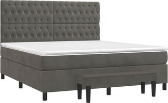 vidaXL Vidaxl - Cama Box Spring Con Colch&oacute;n Terciopelo Gris Oscuro 180x200 Cm