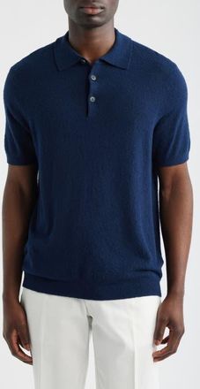 Scott Barber Solid Boucl&eacute; Polo in Navy at Nordstrom, Size Xx-Large
