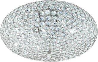 Eglo Eglo Clemente - 3 Light Flush Ceiling Light Polished Chrome, Crystal Glass, E27