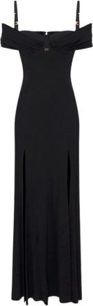 Elisabetta Franchi Maxi Jurken - Dames - Maxi kleedjes - Zwart - M - Kleedjes