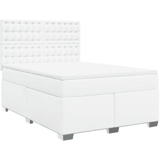vidaXL Vidaxl - Cama Box Spring Con Colch&oacute;n Cuero Sint&eacute;tico Blanco 140x200cm