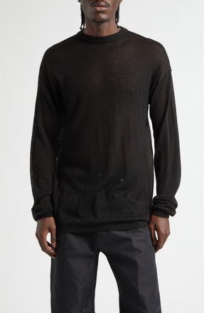 Rick Owens Temple Rivet Sheer Virgin Wool Sweater in Black at Nordstrom, Size Medium