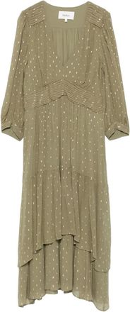 BA&SH Abito midi Maia con balze - Verde