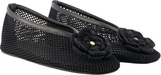 Ganni Womens Jenny Flower Flat Black Synthetic