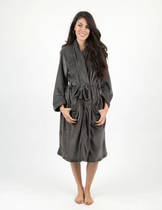 Leveret Womens Fleece Robe in Gray at Nordstrom, Size Large