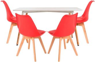Regalos Miguel Regalos Miguel - Conjuntos De Mesa Y Sillas - Conjunto Mesa Tower Rectangular 120 X 80 Cm Blanca Y Pack 4 Sillas Synk Basic - Rojo