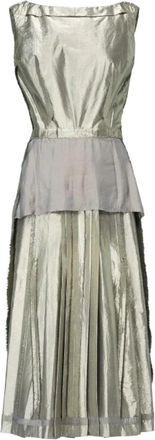 Maison Margiela Patchwork Midi Jurk - Dames - Casual kleedjes - Grijs - XS - Katoen - Kleedjes