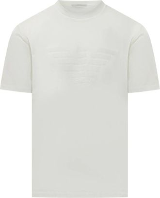 Emporio Armani Jersey T-shirt met tonale logo-inleg - Heren - T-shirts - Wit - M - Katoen - Tops