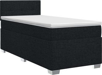 vidaXL Cama Box Spring Con Colch&oacute;n Con Cabecera Negro 90 X 190 Cm Tela Vidaxl