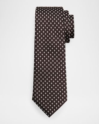 Emporio Armani Men & apos;s Diamond Jacquard Silk Tie