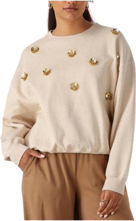 Nukus Beatriz Pullover Flower - Dames - Sweatshirts - Beige - L - Katoen - Hoodies & sweatvesten