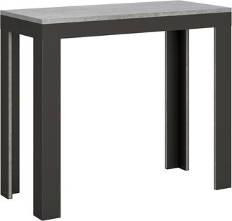 Itamoby Consola extensible 90x40/196 cm efecto madera gris cemento, hierro
