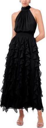 1.State Cascade Ruffle Chiffon Maxi Dress in Rich Black at Nordstrom Rack, Size Xx-Small
