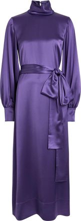 Joseph Cels Belted Satin Midi Dress - Violet - 44 (UK16 / XL)