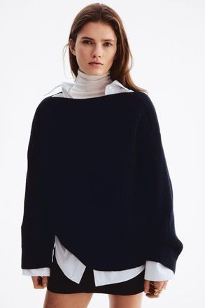 H&M Oversized Wool-blend Jumper in Navy Blue at Nordstrom, Size X-Small