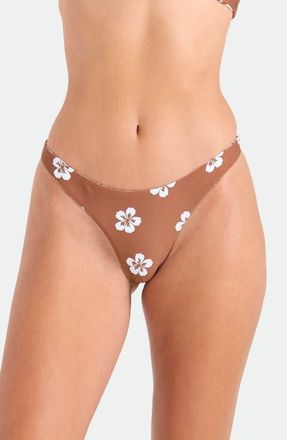 Volcom Coco Retro Bloom Reversible Bikini Bottoms in Dark Brown at Nordstrom, Size X-Large