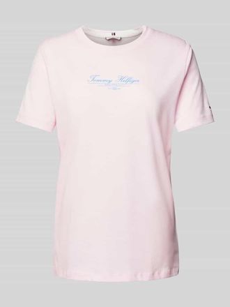 Tommy Hilfiger T-Shirt mit Label-Print in Rosa, Gr&ouml;&szlig;e XXL