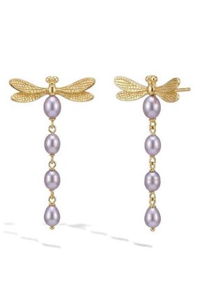 Awe Inspired Metamorphic Damselfly Freshwater Pearl Earrings in 14K Gold Vermeil at Nordstrom
