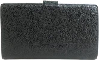Chanel Pre-owned Leather Wallet - Dames - Vintage Accessoires - Zwart - ONE Size - Leer - Vintage