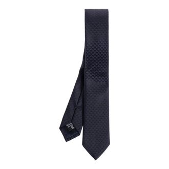 Emporio Armani Ties, male, Blue, Size: ONE SIZE Pure Silk Tie with Jacquard Monogram