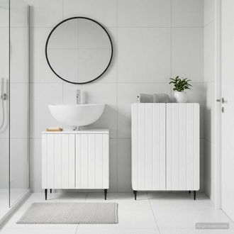 vidaXL Vidaxl Set Di Armadi Da Bagno Da 2 Pezzi Zwolle Bianco Lucido