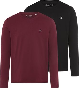 Marc O'Polo Longsleeve MARC OPOLO, Herren, Gr. XXL, bordeaux, schwarz, Jersey, Obermaterial: 100% Baumwolle, Rundhals, Shirts Longsleeve, Rundhals, shaped fit, Je