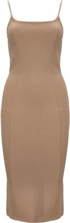 Elisabetta Franchi Gebreide Jurk - Dames - Kleedjes - Beige - M - Wol - Kleedjes