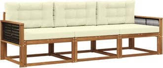 vidaXL Conjunto De Sof&aacute;s De Exterior 3 Uds. Natural Y Crema Vidaxl