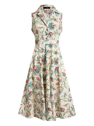 Etro floral-print midi dress - Neutrals