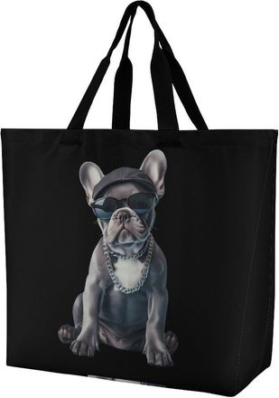 Generic Fashion Dog Reusable Shopping Bags One Shoulder Grocery Tote Bag Waterproof Big Purse for Work Travel