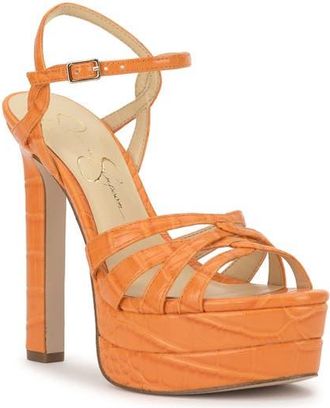 Jessica Simpson Itzari Ankle Strap Platform Sandal in Orange 04 at Nordstrom, Size 8.5