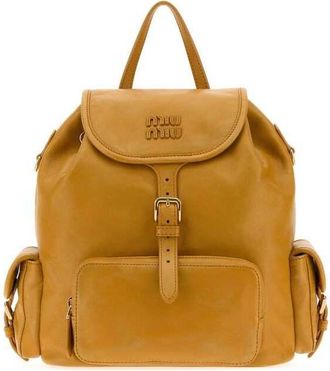 Miu Miu Mustard Nappa Leather Backpack Whisky Zaini