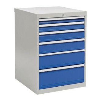 OEM Armario De Cajones A1019xl705xf736mm Gris Claro / Azul Se&ntilde;al 6 Cajones, Extensi&oacute;n Completa