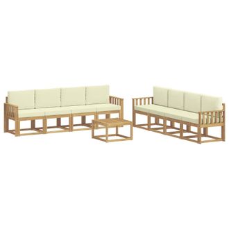 vidaXL Conjunto De Sof&aacute;s De Exterior Con Coj&iacute;n 9 Pcs Blanco Y Crema Vidaxl