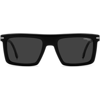 Carrera 54mm Rectangular Flat Top Sunglasses in Black Dark Ruthenium/Grey at Nordstrom