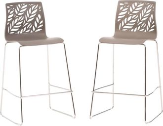 Siediti Fuori e Dentro Pareja de taburetes de cocina de resina con fibra de vidrio tórtola