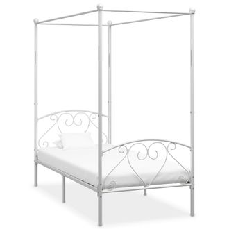 vidaXL Estructura De Cama Con Dosel Sin Colch&oacute;n Metal Blanco 90x200 Cm Vidaxl