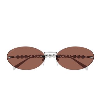 Gucci Sunglasses, unisex, Gray, Size: 62 MM Almond-shaped Sunglasses