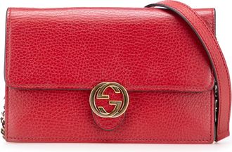 Gucci Pre-owned Womens Gg Marmont Shoulder Bag - Poppy Leather - One Size