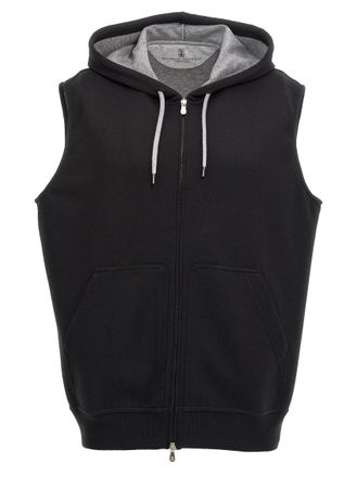 Brunello Cucinelli Black Hooded vest