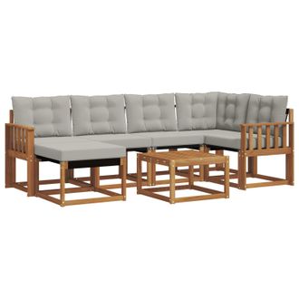 vidaXL Conjunto De Sof&aacute;s De Exterior 7 Pcs Gris Natural Y Claro Vidaxl