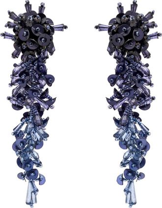 Oscar De La Renta Bouquet Cascade Clip-On Earrings in Navy at Nordstrom