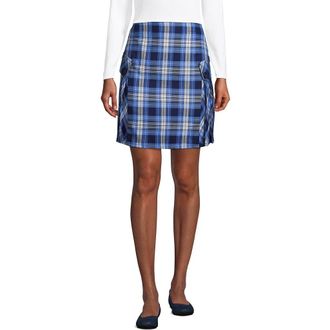 Lands End School Uniform Young Side Pleat Plaid Skort Above the Knee in Clear Blue Plaid at Nordstrom, Size 10