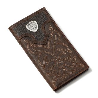 Ariat Mens Logo Boots Stitch Rodeo Wallet in Brown Leather, by Ariat