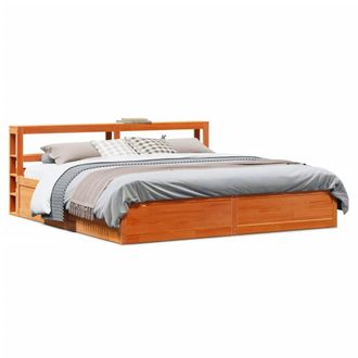 Berkfield Home Bed Frame with Headboard Wax Brown 180x200 cm Super King Solid Wood Pine