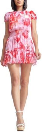 Dress The Population Kenley Floral Smocked Cocktail Minidress in Blush Multi at Nordstrom Rack, Size X-Large