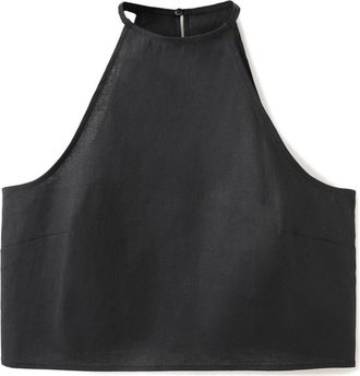 Mango Sleeveless Linen Blend Top in Black at Nordstrom, Size Medium