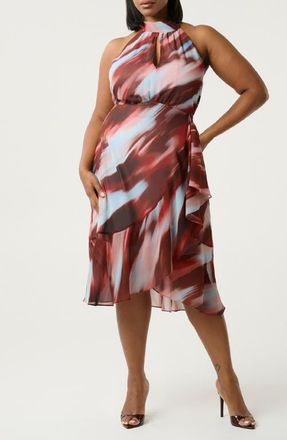 Estelle Madelena Print Tie Back Dress in Sunkissed Sky at Nordstrom, Size 20W